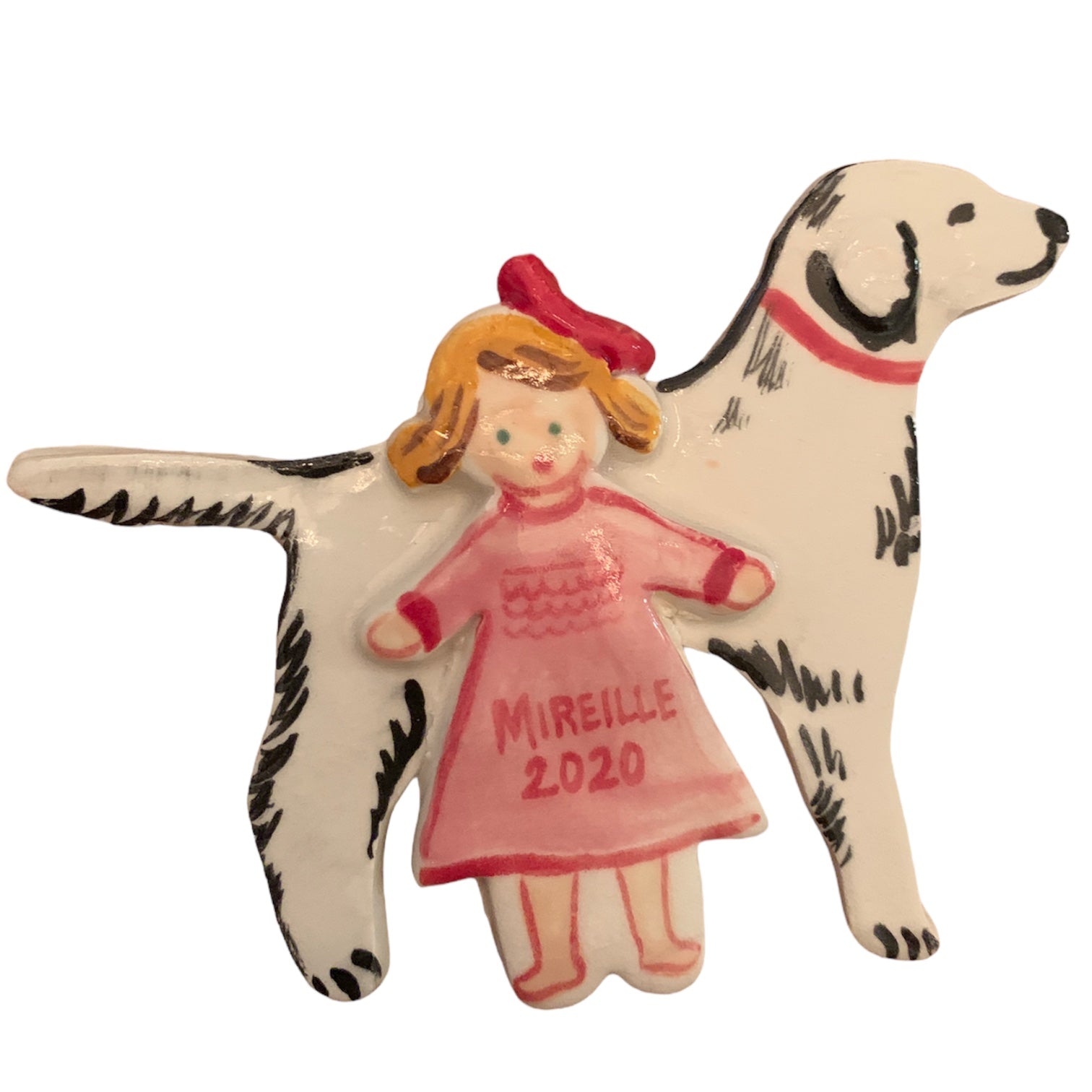 Girl and 2025 dog ornament