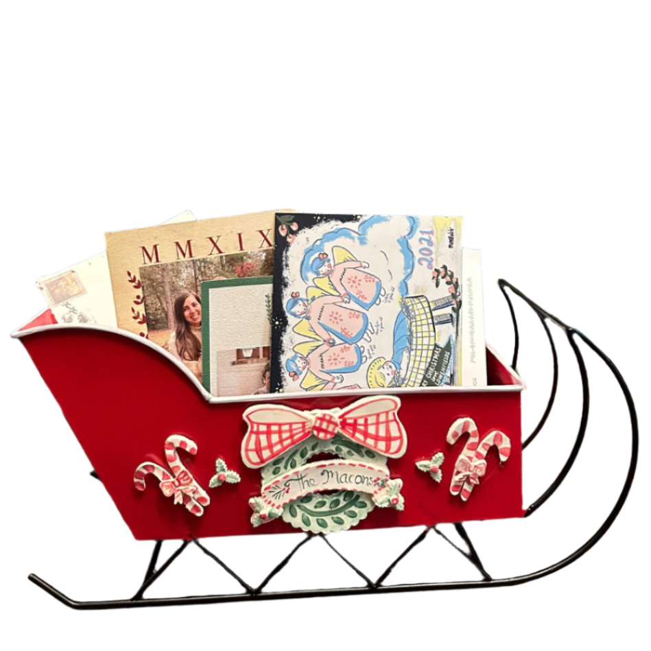 Sleigh Christmas Card Holder/Planter - Premium  from Tricia Lowenfield Design 