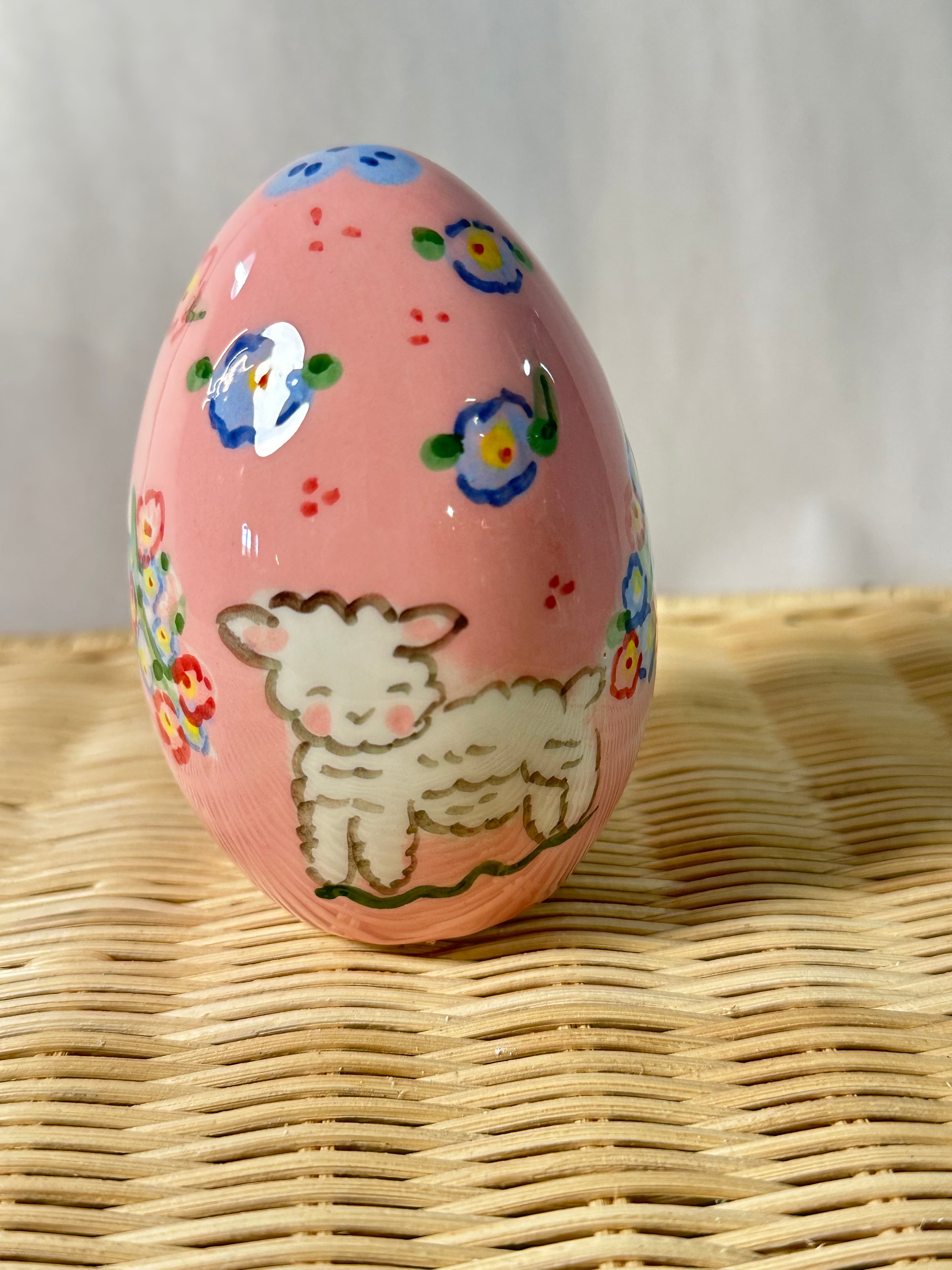 Handpainted Easter Egg - Pink Lamb - Premium  from Tricia Lowenfield Design 