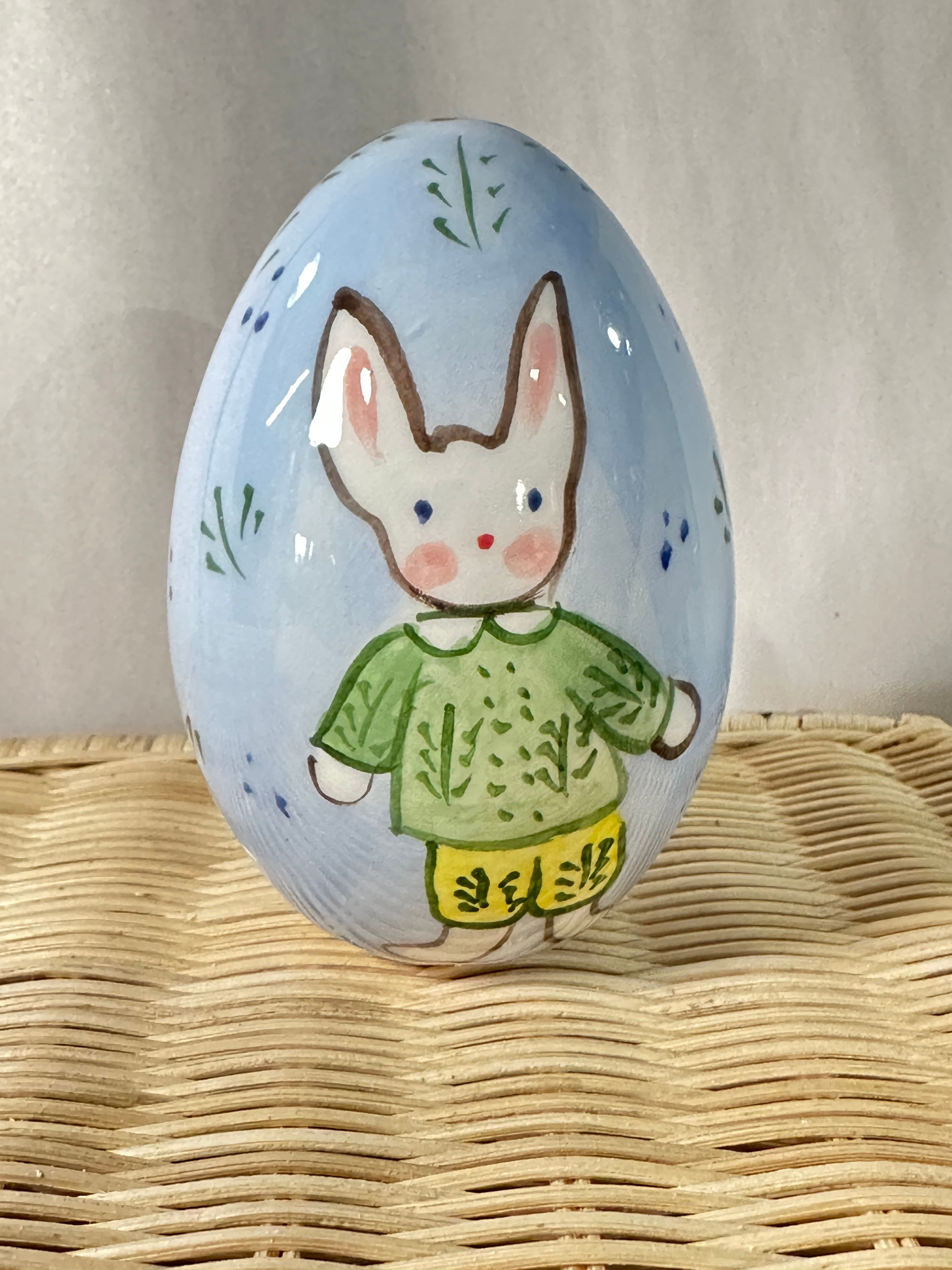 Handpainted Easter Egg - Blue Bunny Boy - Premium  from Tricia Lowenfield Design 