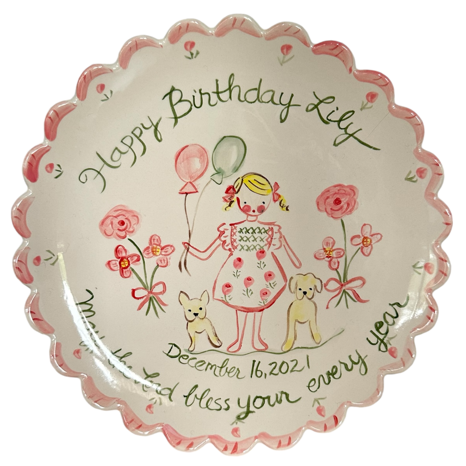 Lily Scalloped Birthday Plate - Premium  from Tricia Lowenfield Shop 