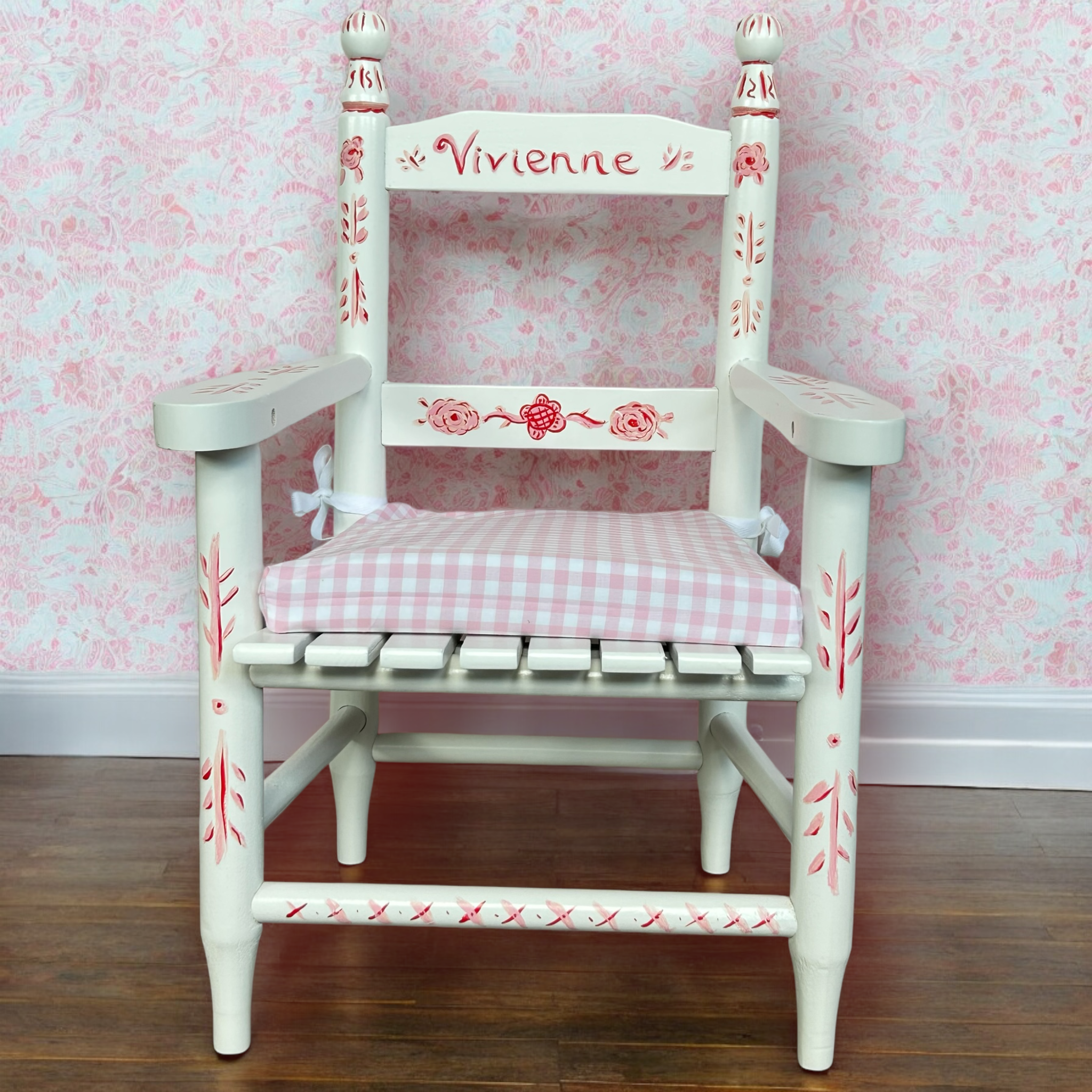 Child's Chair - Pink with Flowers - Premium  from Tricia Lowenfield Design 