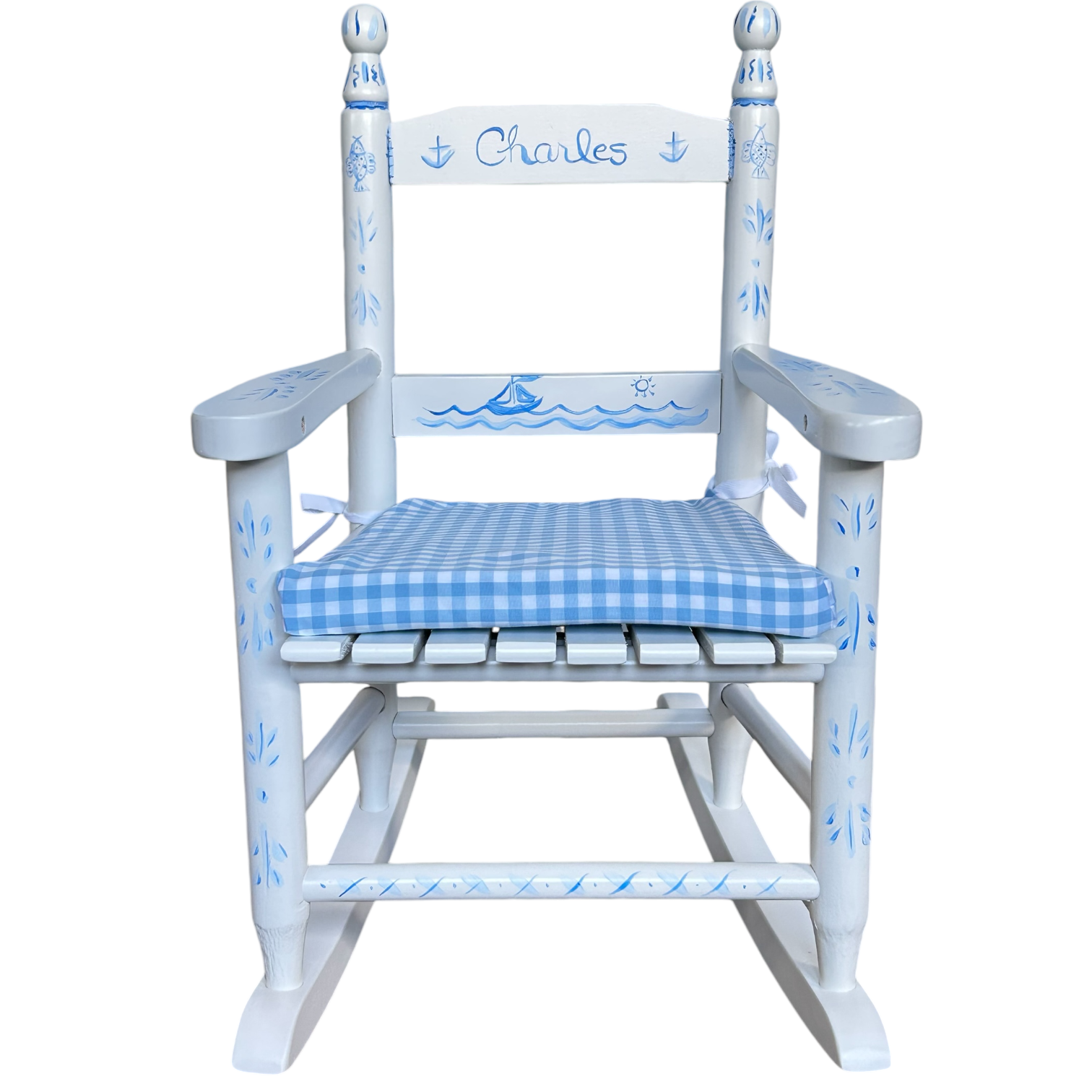 Child's Chair - Blue Boat and Fish - Premium  from Tricia Lowenfield Design 